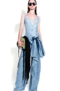 Best Marques ' Almeida ACID WASH BOYFRIEND TROUSERS WITH BIG BOW ACIDWASH