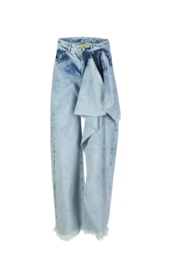 Best Marques ' Almeida ACID WASH BOYFRIEND TROUSERS WITH BIG BOW ACIDWASH