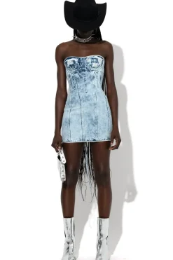 Discount Marques ' Almeida ACID WASH DENIM CORSET DRESS ACIDWASH