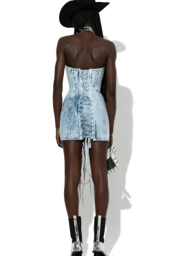 Discount Marques ' Almeida ACID WASH DENIM CORSET DRESS ACIDWASH