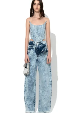 Hot Marques ' Almeida ACID WASH DENIM DOUBLE WAIST BOYFRIEND TROUSERS ACIDWASH