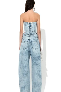 Hot Marques ' Almeida ACID WASH DENIM DOUBLE WAIST BOYFRIEND TROUSERS ACIDWASH