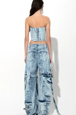 Discount Marques ' Almeida ACID WASH DENIM MULTI POCKET CARGO TROUSERS ACIDWASH