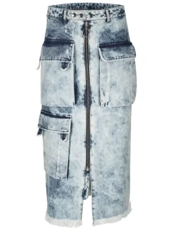 Discount Marques ' Almeida ACID WASH DENIM MULTI POCKET SKIRT ACIDWASH