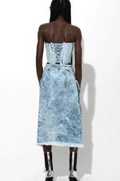 Discount Marques ' Almeida ACID WASH DENIM MULTI POCKET SKIRT ACIDWASH