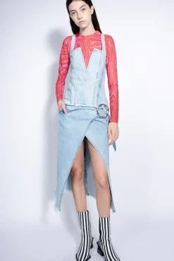 New Marques ' Almeida ACID WASH SKIRT WITH SIDE SPLIT ACIDWASH