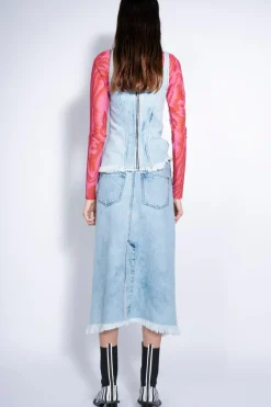 New Marques ' Almeida ACID WASH SKIRT WITH SIDE SPLIT ACIDWASH