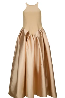 New Marques ' Almeida FULL SKIRT TANK TOP DRESS BEIGE