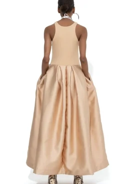 New Marques ' Almeida FULL SKIRT TANK TOP DRESS BEIGE