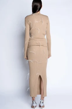 New Marques ' Almeida MERINO WOOL FEATHER LONG SKIRT BEIGE