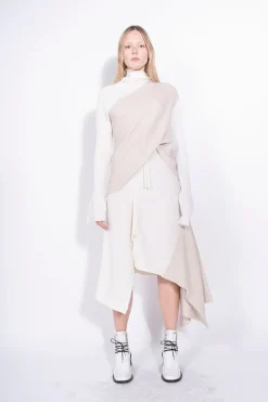Best Marques ' Almeida PATCHWORK DRAPED JUMPER IN MERINO KNIT BEIGE