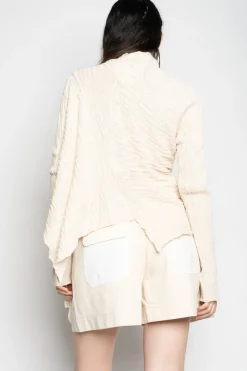 Marques ' Almeida RECYLED COTTON KNIT DRAPED JUMPER BEIGE