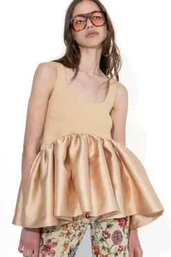 Clearance Marques ' Almeida SLEEVELESS PUFF HEM TOP BEIGE