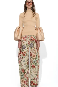 Outlet Marques ' Almeida TURTLENECK PUFF SLEEVE TOP BEIGE