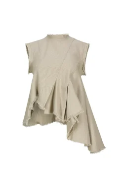 Best Marques ' Almeida WOVEN SLEEVELESS TOP WITH ASYMMETRIC HEM BEIGE