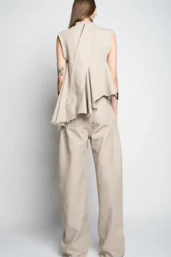 Best Marques ' Almeida WOVEN SLEEVELESS TOP WITH ASYMMETRIC HEM BEIGE
