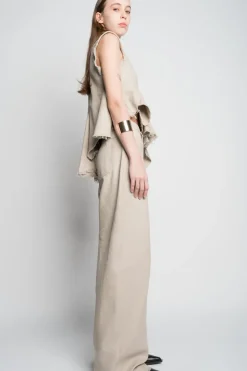 Best Marques ' Almeida WOVEN SLEEVELESS TOP WITH ASYMMETRIC HEM BEIGE