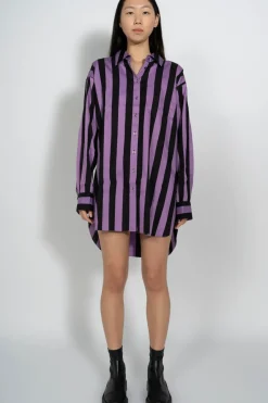 Best Marques ' Almeida BLACK AND LILAC STRIPED XXL SHIRT MULTICOLOUR