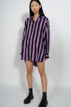 Best Marques ' Almeida BLACK AND LILAC STRIPED XXL SHIRT MULTICOLOUR