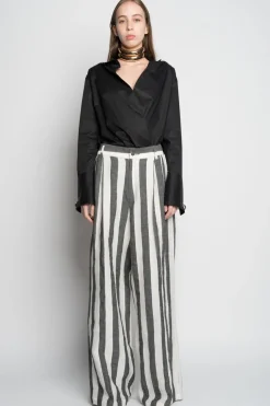 Online Marques ' Almeida BLACK AND WHITE STRIPES WIDE LEG TROUSERS BLACKWHITE