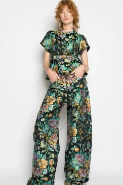 New Marques ' Almeida BROCADE BOYFRIEND TROUSERS BLACK