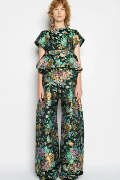 New Marques ' Almeida BROCADE BOYFRIEND TROUSERS BLACK