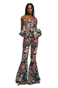 Marques ' Almeida BLACK BROCADE CORSET WITH FRONT HOOK & EYE CLOSURE MULTICOLOUR