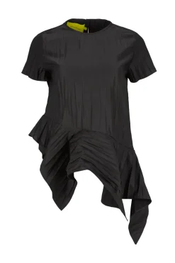 Best Marques ' Almeida CAP SLEEVE PLISSE T-SHIRT BLACK
