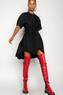 Online Marques ' Almeida CINCHED PLEATED T-SHIRT DRESS BLACK