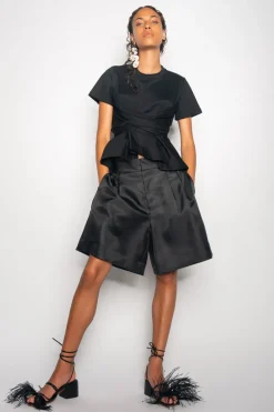 Clearance Marques ' Almeida CROSS WAIST DRAPE T-SHIRT BLACK