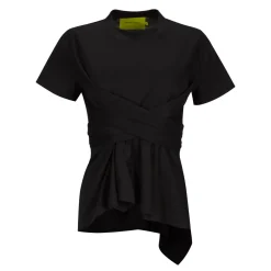 Clearance Marques ' Almeida CROSS WAIST DRAPE T-SHIRT BLACK