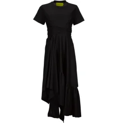Clearance Marques ' Almeida CROSS WAIST DRAPE T-SHIRT DRESS BLACK