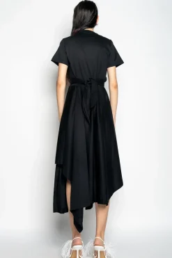 Clearance Marques ' Almeida CROSS WAIST DRAPE T-SHIRT DRESS BLACK
