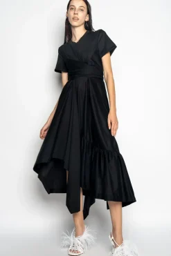 Clearance Marques ' Almeida CROSS WAIST DRAPE T-SHIRT DRESS BLACK