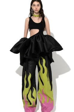 Outlet Marques ' Almeida CUT OUT TOP WITH TAFETA FRILL HEM BLACK