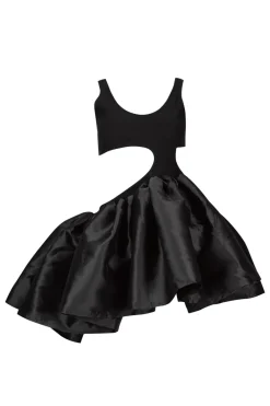 Outlet Marques ' Almeida CUT OUT TOP WITH TAFETA FRILL HEM BLACK