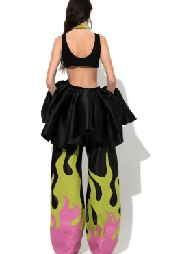 Outlet Marques ' Almeida CUT OUT TOP WITH TAFETA FRILL HEM BLACK