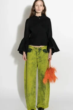 Hot Marques ' Almeida DENIM CLASSIC FITTED JACKET WITH BELL SLEEVES BLACK