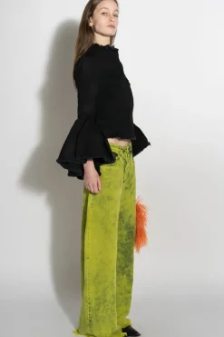 Hot Marques ' Almeida DENIM CLASSIC FITTED JACKET WITH BELL SLEEVES BLACK