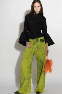 Hot Marques ' Almeida DENIM CLASSIC FITTED JACKET WITH BELL SLEEVES BLACK