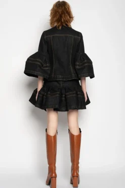 Outlet Marques ' Almeida DENIM SHORT SKIRT WITH FLOUNCE BLACK