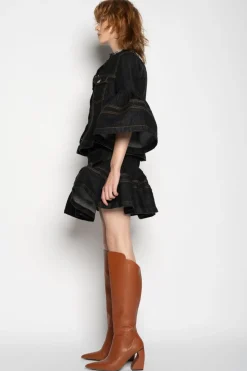 Outlet Marques ' Almeida DENIM SHORT SKIRT WITH FLOUNCE BLACK