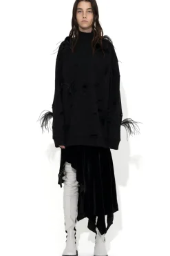 Best Marques ' Almeida DISTRESSED TURTLENECK WITH FEATHERS BLACK