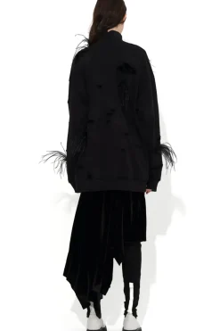 Best Marques ' Almeida DISTRESSED TURTLENECK WITH FEATHERS BLACK