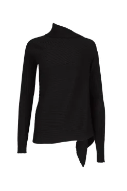 New Marques ' Almeida DRAPED JUMPER IN MERINO KNIT BLACK