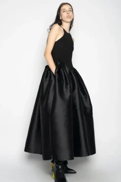 Marques ' Almeida DRESS WITH TANK TOP SCOOPED BLACK
