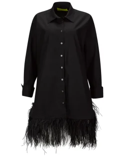 Discount Marques ' Almeida FEATHER HEM SHIRT DRESS BLACK