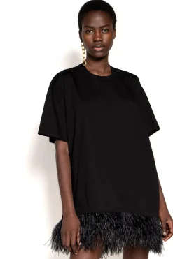 Hot Marques ' Almeida FEATHER HEM T-SHIRT DRESS BLACK