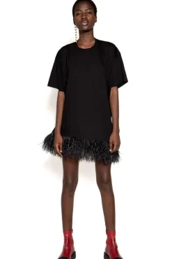 Hot Marques ' Almeida FEATHER HEM T-SHIRT DRESS BLACK