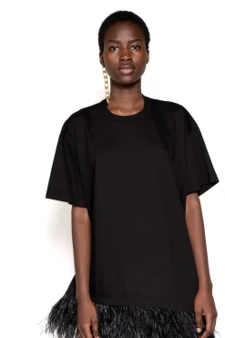 Hot Marques ' Almeida FEATHER HEM T-SHIRT DRESS BLACK